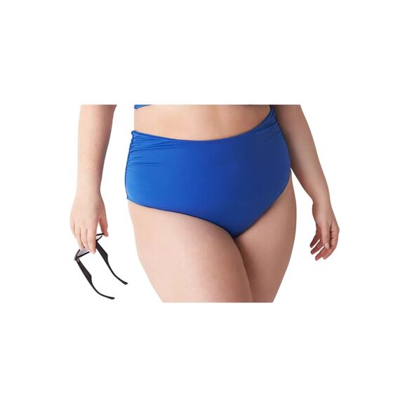 Cacique Foldover‎ Waist High Leg Swim Brief Bottom in Beaucoup Blue Size 26 - Picture 1 of 8